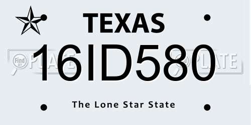 16ID580 Texas License Plate