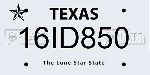 16ID850 Texas License Plate