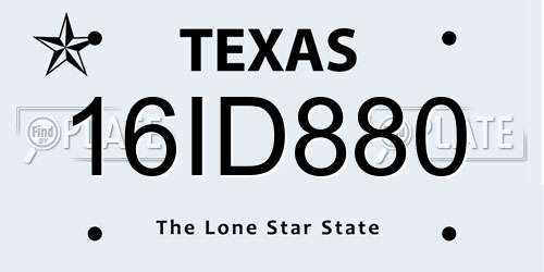 16ID880 Texas License Plate