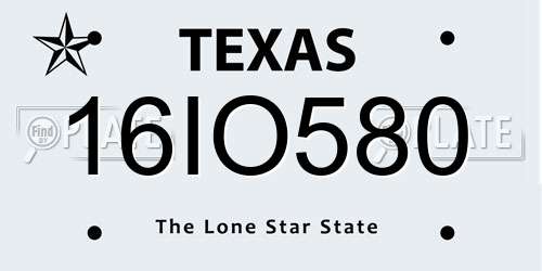 16IO580 Texas License Plate