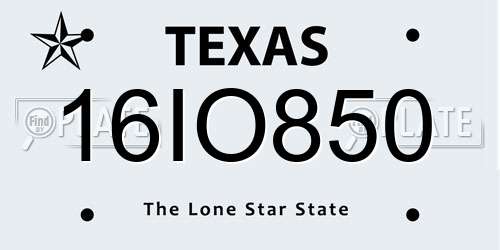 16IO850 Texas License Plate