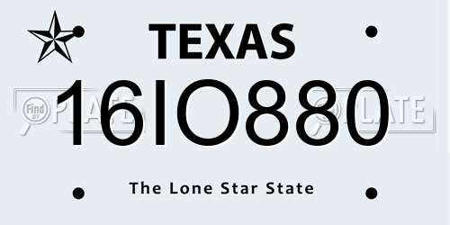 16IO880 Texas License Plate