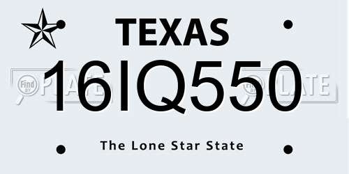 16IQ550 Texas License Plate