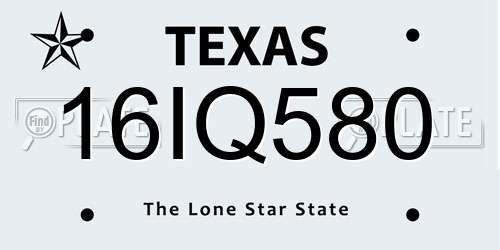 16IQ580 Texas License Plate
