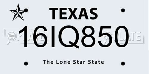 16IQ850 Texas License Plate
