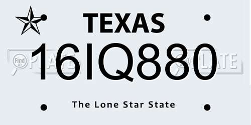 16IQ880 Texas License Plate