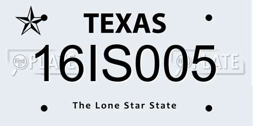 16IS005 Texas License Plate