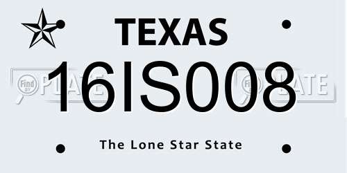 16IS008 Texas License Plate