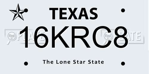 16KRC8 Texas License Plate