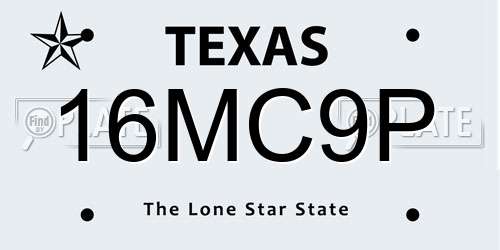 16MC9P Texas License Plate