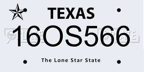 16OS566 Texas License Plate