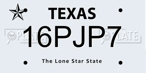 16PJP7 Texas License Plate