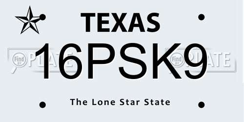 16PSK9 Texas License Plate