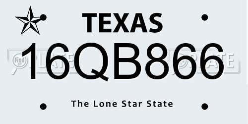 16QB866 Texas License Plate