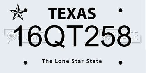 16QT258 Texas License Plate