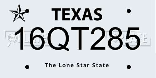 16QT285 Texas License Plate