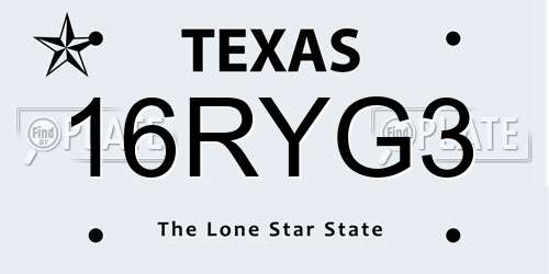 16RYG3 Texas License Plate
