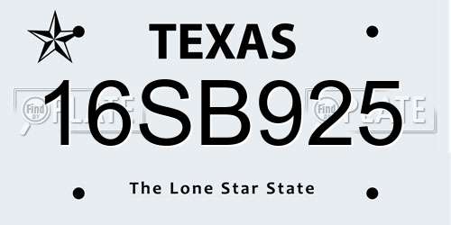 16SB925 Texas License Plate