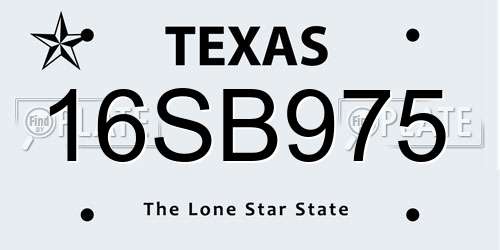 16SB975 Texas License Plate