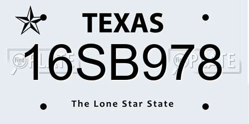 16SB978 Texas License Plate