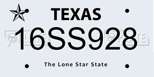 16SS928 Texas License Plate