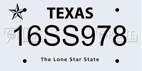 16SS978 Texas License Plate