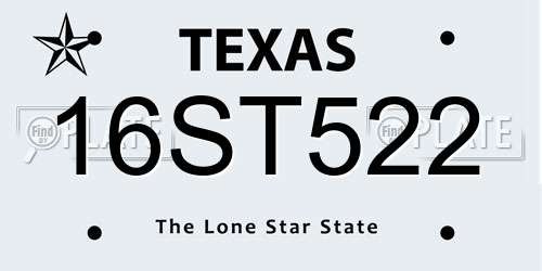 16ST522 Texas License Plate