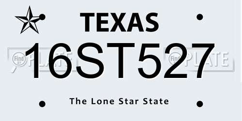 16ST527 Texas License Plate