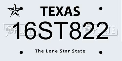 16ST822 Texas License Plate