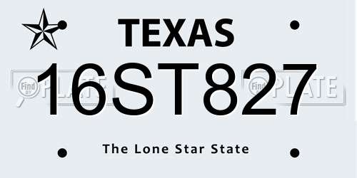 16ST827 Texas License Plate