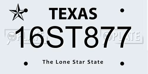 16ST877 Texas License Plate