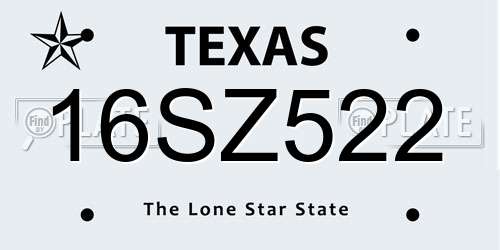 16SZ522 Texas License Plate