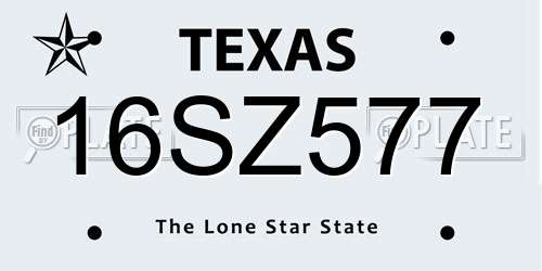 16SZ577 Texas License Plate
