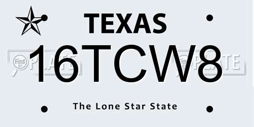 16TCW8 Texas License Plate