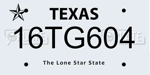 16TG604 Texas License Plate