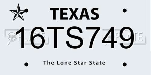 16TS749 Texas License Plate