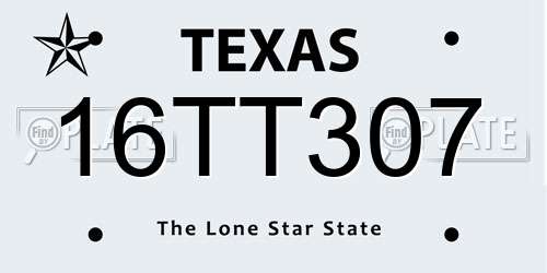 16TT307 Texas License Plate