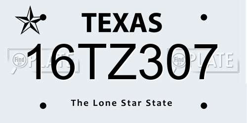 16TZ307 Texas License Plate