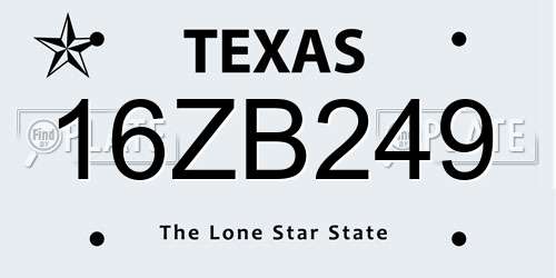 16ZB249 Texas License Plate