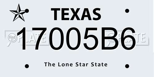 17005B6 Texas License Plate