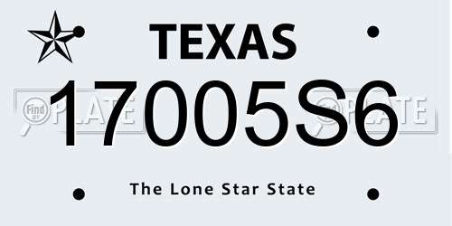 17005S6 Texas License Plate