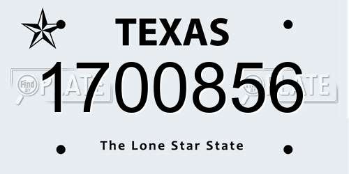 1700856 Texas License Plate