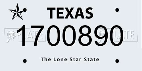 1700890 Texas License Plate