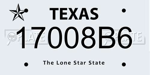 17008B6 Texas License Plate