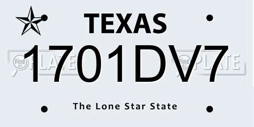 1701DV7 Texas License Plate