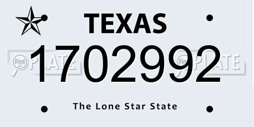 1702992 Texas License Plate