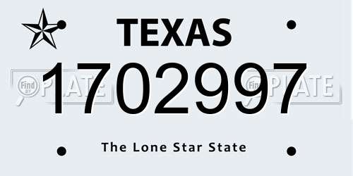 1702997 Texas License Plate