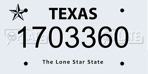 1703360 Texas License Plate