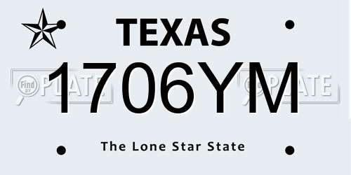 1706YM Texas License Plate