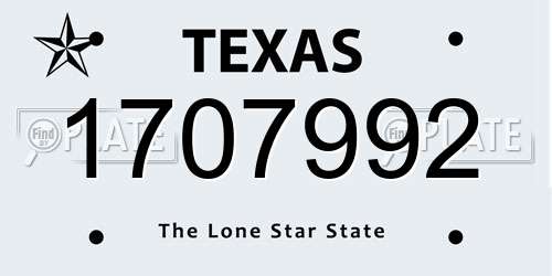 1707992 Texas License Plate